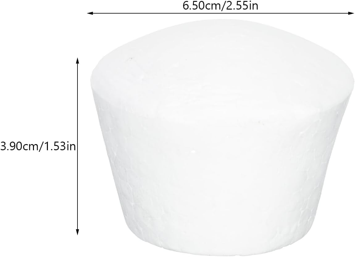 ABCISI 20pcs Foam Cupcake Paintable Faux Cake Model Foam Dummy Cake Model for Birthday Wedding Christmas Party Decoratin White 6.5cm