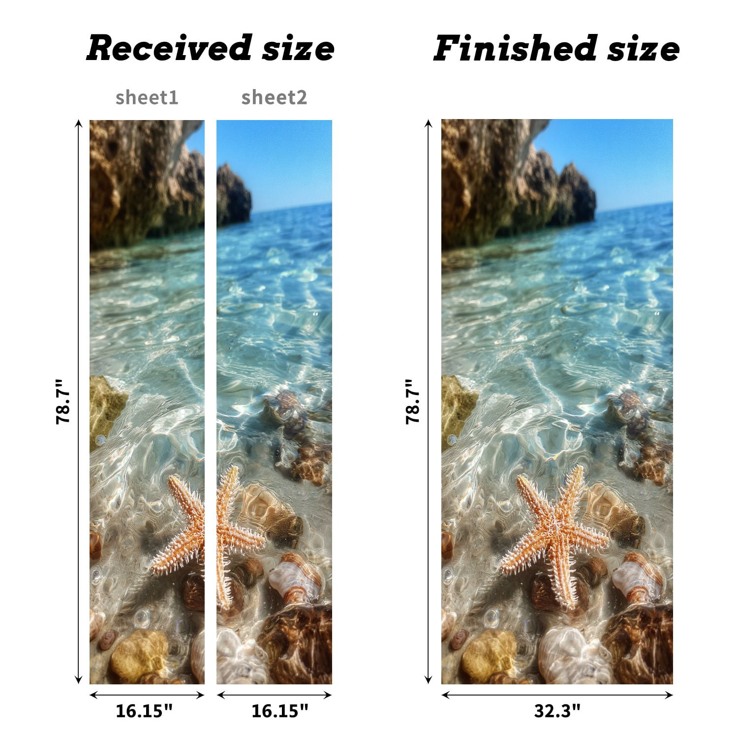 Self Adhesive Vinyl Refrigerator Wrap Set Starfish coral summer beach sea water Summer Door Mural Removable Fridge Sticker Peel and Stick&nbsp;Full Door Cover Decal Kitchen Bar Decor