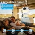thumbnail image 3 of CSONGAZA Portable Camping Fan with Lights,LED Hanging Ceiling Fan With Remote&Timer, 9.25" Wireless Rechargeable Tent Fan,4 Speeds&Brightness for Canopy, Beach, RV, Car, Camper,Outdoor,Indoor, 3 of 9