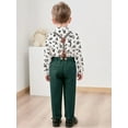 thumbnail image 5 of CARETOO Toddler Baby Boys Clothes Outfits Long Sleeve Formal Dress Shirt Bow Tie Suspender Pants 3pcs, 5 of 15