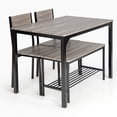 thumbnail image 1 of Patiojoy 4PCS Dining Table Set Kitchen Table with Bench and Chairs Industrial Gathering Bench Dining Set Grey, 1 of 7