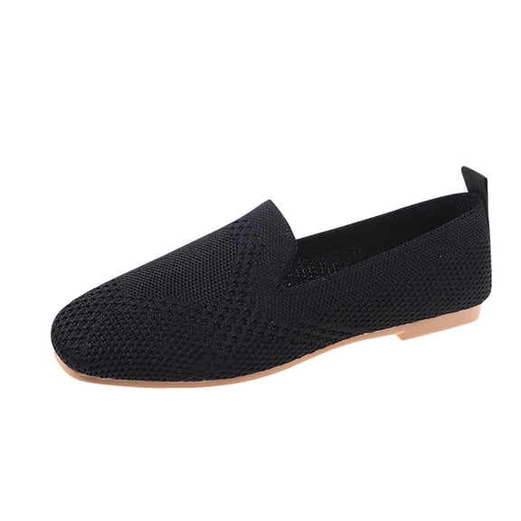 KIJBLAE Women's Plus Size Mesh Low Cut Slip On Flats, Breathable Soft Sole Comfortable Casual Shoes Spring Summer Black 43