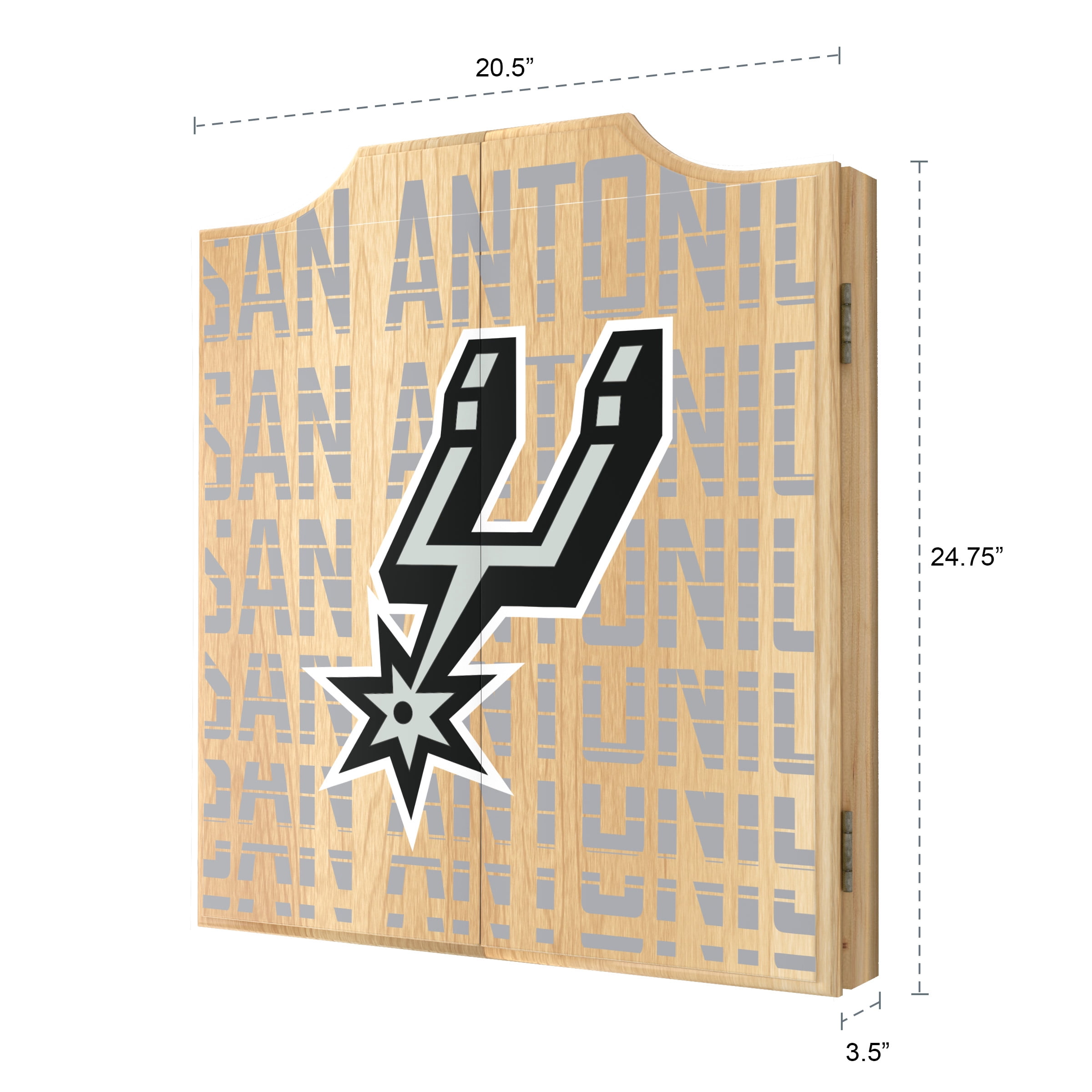 San Antonio Spurs City Dart Board Cabinet Set with 6 Steel Tip Darts