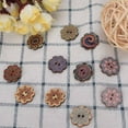 thumbnail image 4 of Patterned Wooden Buttons, 20MM Wooden Buckle, With Flower Shaped, For Fabrics, Shirts, Scarves And Hats, 4 of 7