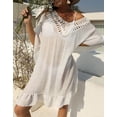 thumbnail image 2 of Beach Coverup Dress Crochet Hollow Out V Neck Swimwear Bikini Batwing Sleeve Swimsuit Cover Ups Bathing Suit Cover Up Alsol Lamesa, 2 of 6