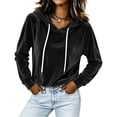 thumbnail image 5 of Ihhxva Women's Velvet Hoodie Loose Fit Drawstring Top Casual Long Sleeve Soft Cozy Sweatshirt for Fall Winter Lounge Streetwear S-2XL, 5 of 9