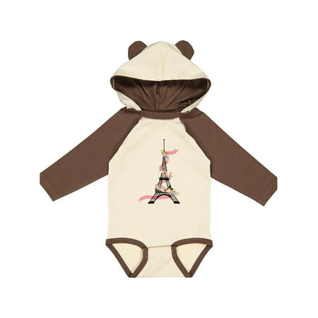 

Inktastic Eiffel Tower with Pink Ribbon and Flowers Gift Baby Boy or Baby Girl Long Sleeve Bodysuit