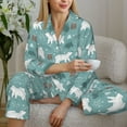 thumbnail image 6 of Yiaed whiter Snow bear Print Print Pajamas Women's Long Sleeve Sleepwear Soft Button Down Loungewear Pjs Lounge Set Nightwear Womens Pajama Pants-Small, 6 of 7