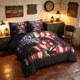 thumbnail image 2 of Manfei Retro Fishing Bass Fish Twin Bedding, American Flag Printed Bedding Comforter Set, Red Black White, Black Reversible 7-Piece, 2 of 6