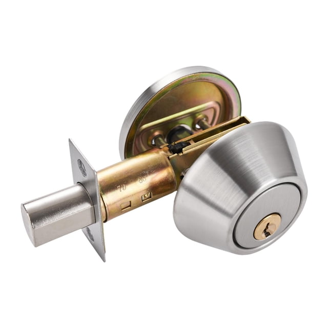 Cerradura de puerta con cerrojo de seguridad, perilla de puerta redonda, interior y exterior, de acero inoxidable, cilindro único con llaves para la Argén