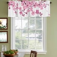 thumbnail image 4 of 2 Pack Valances for Windows, Pink Flowers Window Valances for Living Room/Bedroom/Bathroom, Pastoral Botanical Blossom Tree Branches Light Filtering Kitchen Curtain Valance 42"W x12" L, 4 of 9