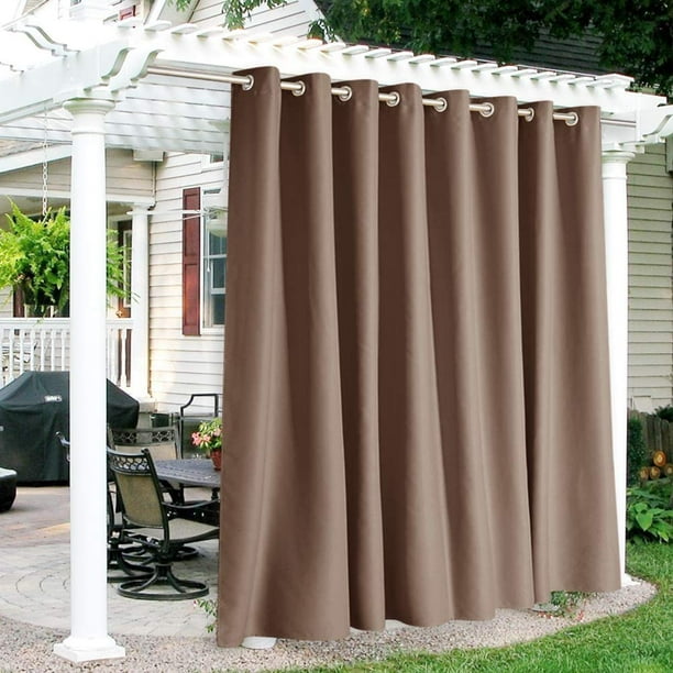 Outdoor Curtains Waterproof Sun Blocking Heavy Duty Vertical Blind For Garage Patio Door Window Porch Pergola W 120 Inches X L 84 1 Panel Mocha Com Garage Patio Door Window Porch Pergola, Weather Resistant Shades For Porch