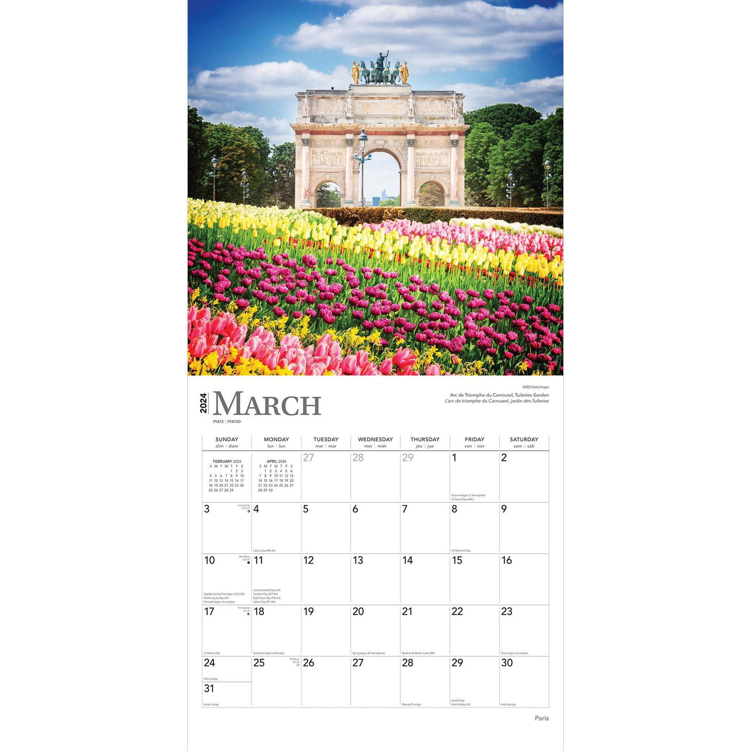 BrownTrout Paris 2024 12x24 Inch Square Wall Calendar, 9781975464486