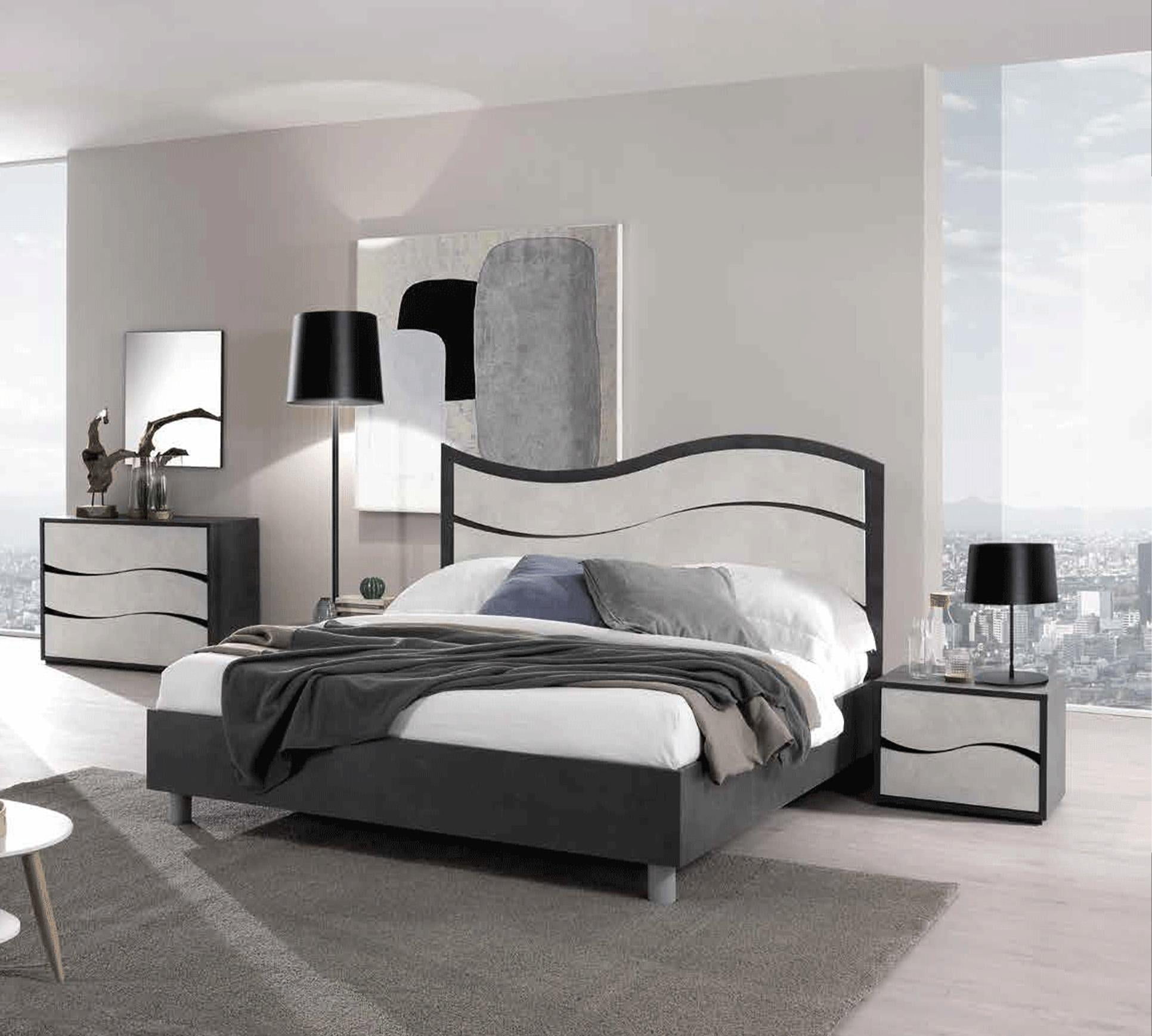 Slate Grey & White King Bedroom Set 3 ISCHIA ESF Contemporary Made in ...