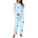 thumbnail image 1 of Camisón y Conjuntos de Pijamas Informales Gibobby para Mujer, Tops de Manga Larga de Lana Coral y Pantalones Largos, Conjunto de Dos Piezas Azul Talla Única, 1 of 5