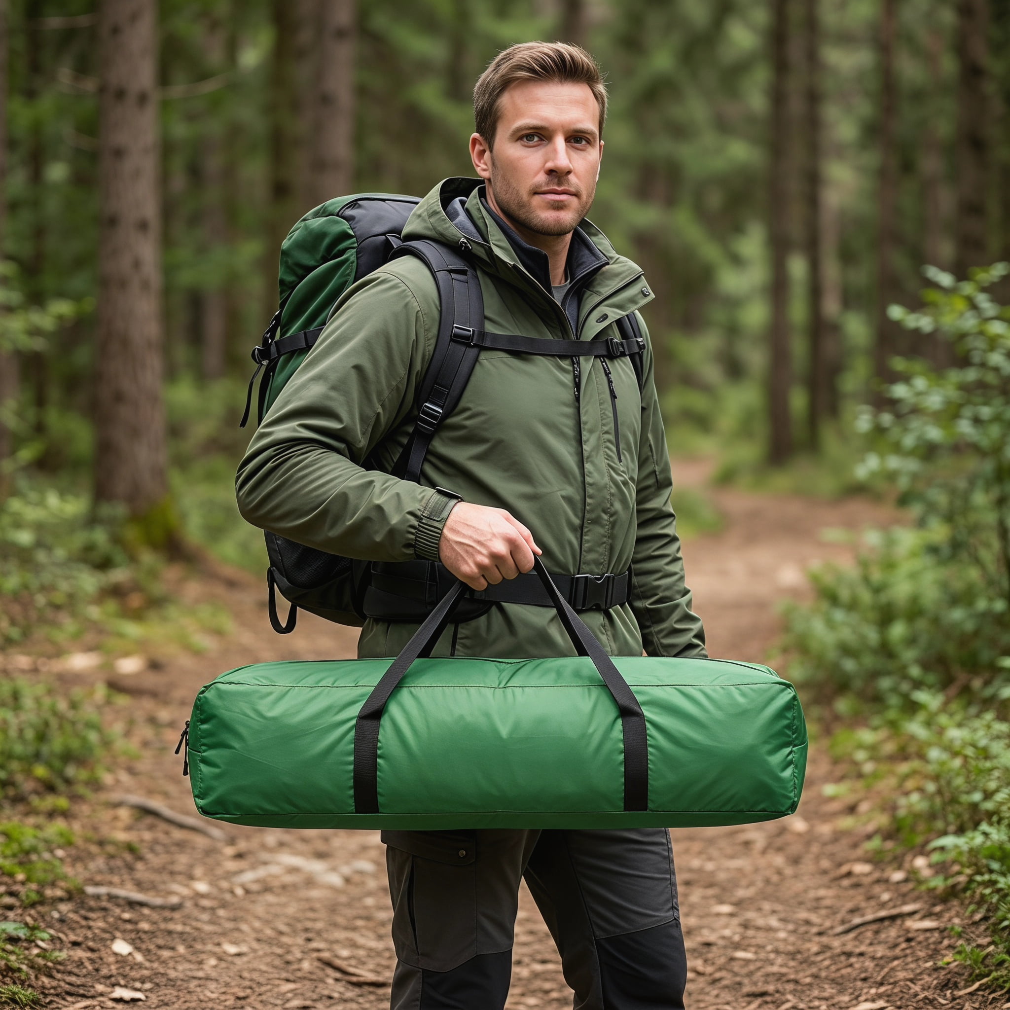 3-4 Person Army Green Camping Dome Tent, Waterproof Outdoor Survival Tent for Camping Hiking