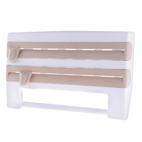 Dispensador de papel de cocina y papel de aluminio 4 en 1 para montaje en pared marrón