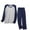 Navy, variant on Mqqzkk Two Pajamas Set For Men Patchwork Long Sleeved Crew Neck Pullover Drawstring Pyjama Pants Casual Home Suit Set 3X-L