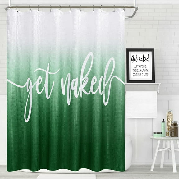 Get Naked Shower Curtain, Waterproof Textured Fabric Shower Curtain Set with 12 Stainless Hooks for Bathroom,Bath tub,Stalls,72"x72",Hunter Green