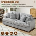 thumbnail image 4 of Dinosisco Corduroy Loveseat Sofa, Upholstered 3-Seater Sleeper Couch for Living Room, Gray, 4 of 8