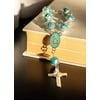 Baptism party favors Rosaries Bead Blue Pearl Silver Catholic Christian Crucifix Cross Pearl Bracelet Baptism Favors Recuerdos De Bautizo Communion with Gift Bag -12 PCS