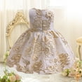 thumbnail image 2 of XEGLSBU Girls Dresses Size 6T Girls' Dress for Children off The Shoulder Party Gown Dress with Rose Embroidery Skirt for Ages 3 10 Beige Size 7-8 Years, 2 of 7