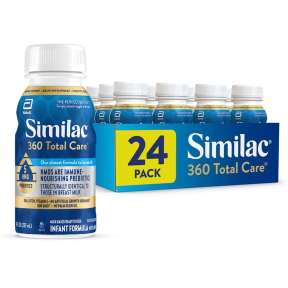 Similac 360 Total Care Ready-to-Feed Baby Formula, 8-fl-oz Bottle, Pack of 24