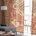 thumbnail image 4 of Orange Boho Semi Sheer Curtains 84 Inch Length 2 Panels Set, Geometric Antique Tribal Retro Ethnic Sheer Kitchen Curtain Privacy Voile Window Curtain for Living Room Bedroom Rod Pocket Drapes, 4 of 7