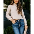 thumbnail image 2 of Turtleneck Cold Shoulder Sweater Beige Small, 2 of 5