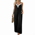 thumbnail image 2 of Women Summer Casual Sleeveless Spaghetti Strap Boho Wide Leg Jumpsuits Rompers Dressy 2025 Black S, 2 of 9