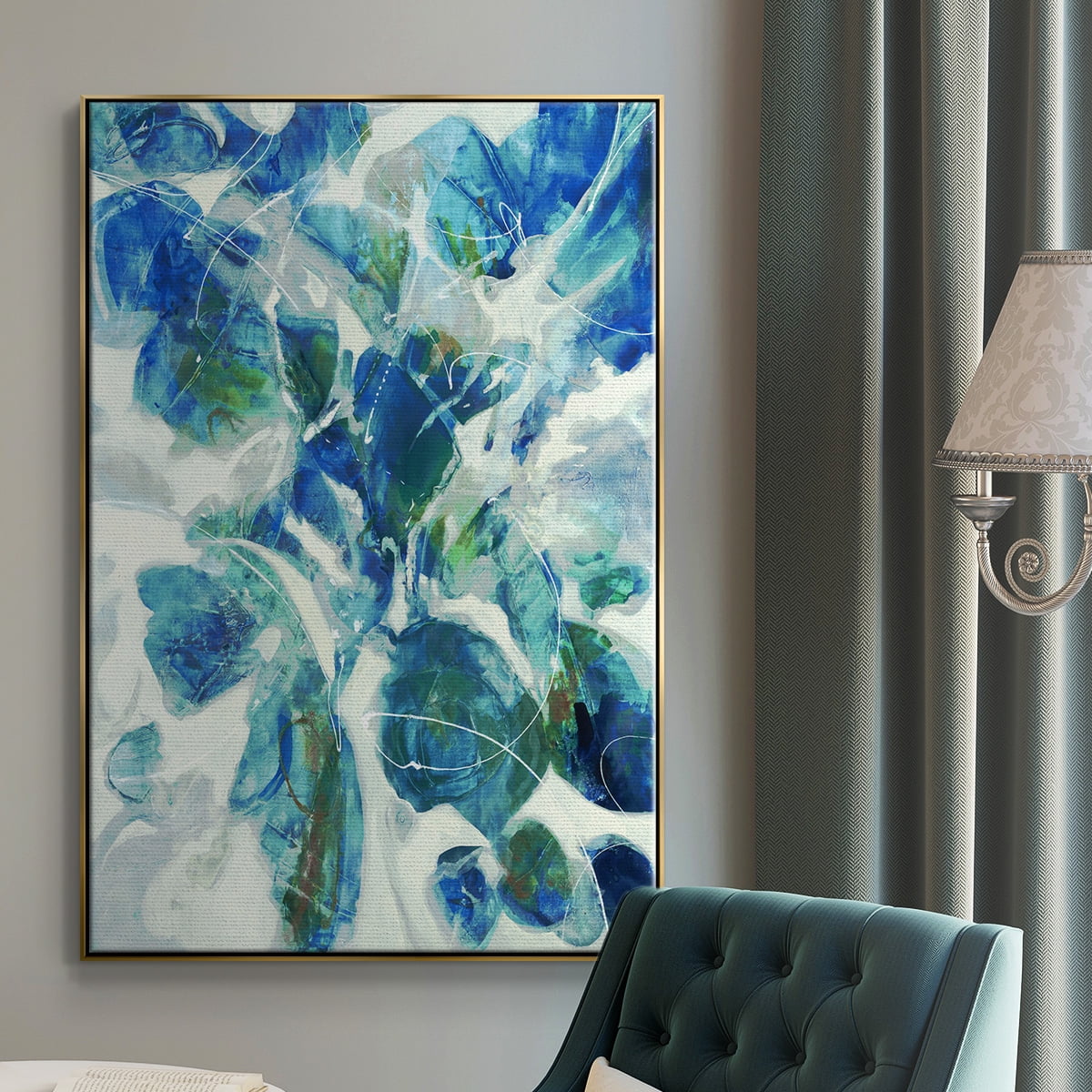 Winding Road Framed Premium Gallery Wrapped Canvas - Ready to Hang - 27 x 41 - Gold Floating Frame