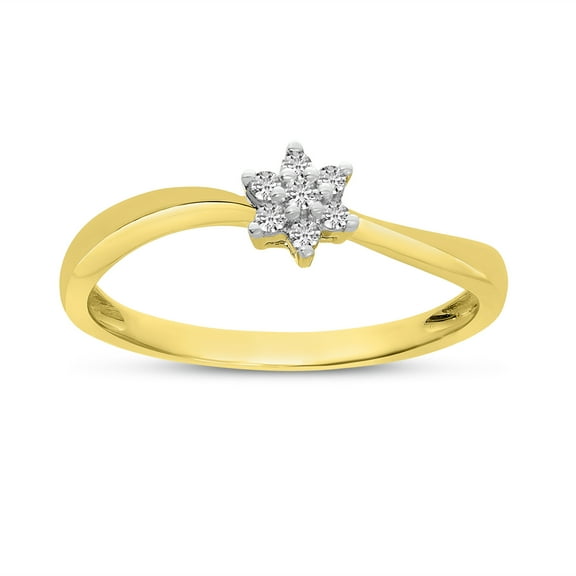 14K Yellow Gold Diamond Cluster Ring
