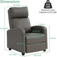 thumbnail image 4 of CL.HPAHKL Recliner Chair for Adults, Adjustable PU Leather Recliner Sofa Chair with Thick Seat Cushion Footrest and Backrest, Reclining Chair for Living Room Bedroom Home Theater Seating, Grey, 4 of 7