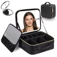 thumbnail image 1 of SOZOMO Bolsa de Maquillaje Profesional con Espejo LED,con Peque&ntilde;o Espejo,Estuche de Maquillaje,Bolsa de Cosm&eacute;tico,con Divisores Ajustable y Sensor t&aacute;ctil 3 Colore Luce, 1 of 8