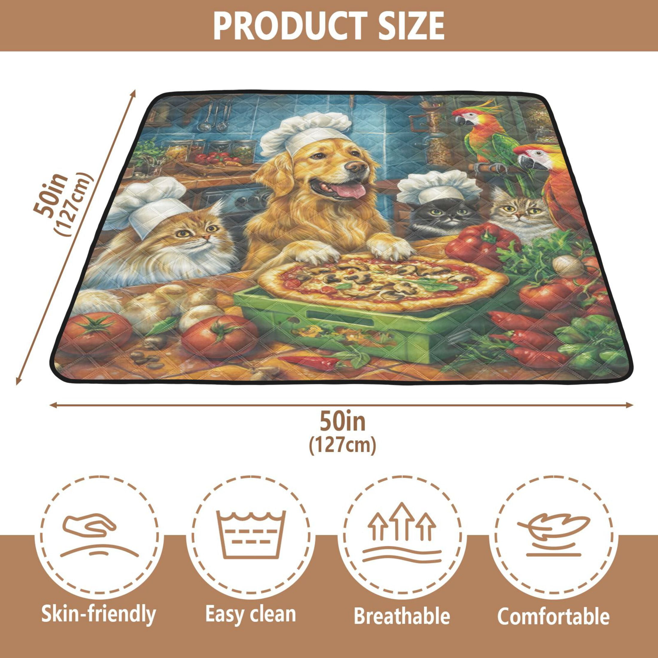 WOBOGO Animal Kitchen Baby Playmats Extra Large Waterproof Rollable Activity Pads for Toddlers 50×50inch