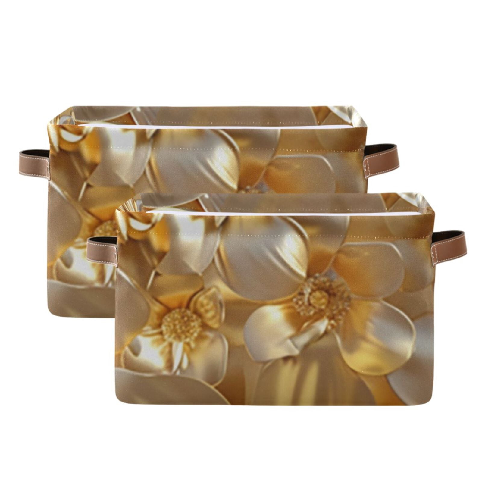 3d Gold Flowers Storage Bins Baskets With Handles Storage Box Clothes Organizer Organization Toys
