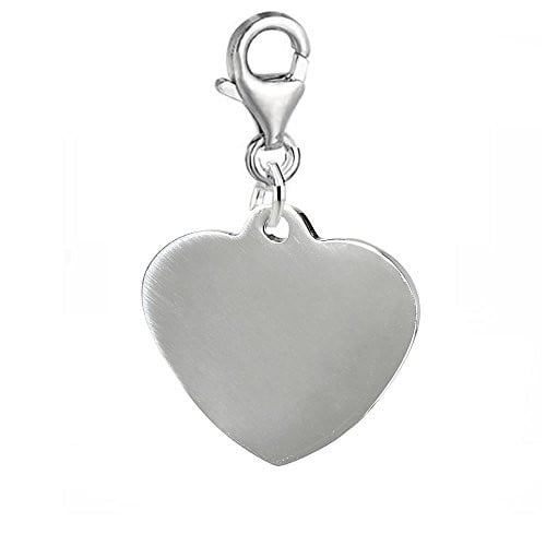 Stainless Steel Heart Pendant You Can Engrave Clip on Pendant Jewelry w/ Lobster Clasp