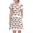 thumbnail image 1 of Lsque Teckel Chiot Imprimé Robe Décontractée T-Shirt Été Manches Courtes Col Rond Robes Évasées, 1 of 6