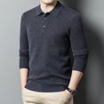 thumbnail image 3 of Lana 5,8% 2024, alta calidad, diseñador, nueva marca de moda, color sólido, informal, camisa polo japonesa, camisetas de manga larga para hombre, ropa para hombre, 3 of 5