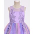 thumbnail image 5 of IBTOM CASTLE Flower Girl Formal Maxi Wedding Dress Floral First Communion Easter Ball Gown Tween Pageant Junior Bridesmaid Dresses Rainbow Purple, 5 of 7