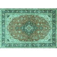 thumbnail image 1 of Ahgly Company Indoor Rectangle Medallion Turquoise Blue Traditional Area Rugs, 5' x 7', 1 of 4