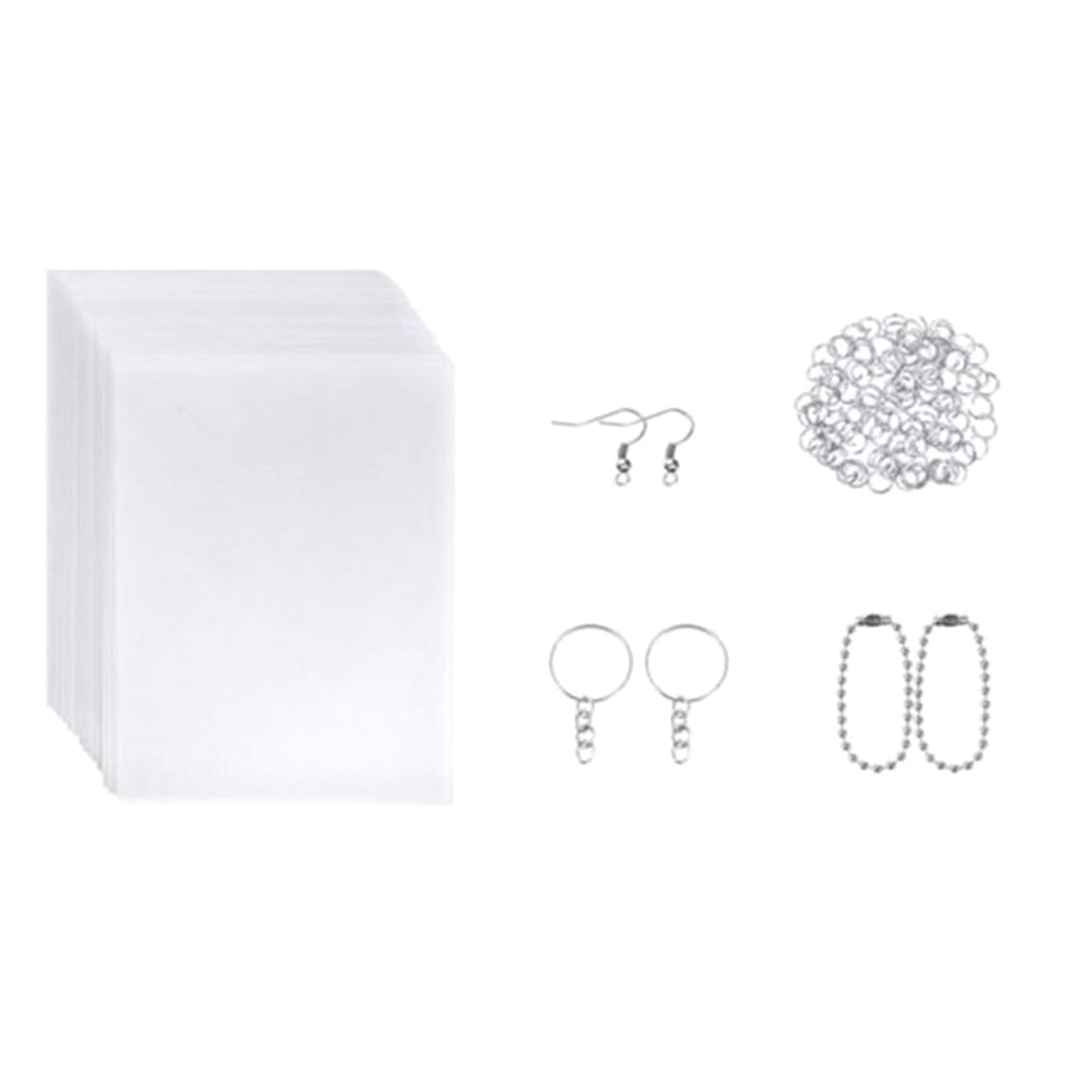 Heat Shrink Sheet Set with Colored Pencils, Earring Hooks, Keychain, Hole Punch