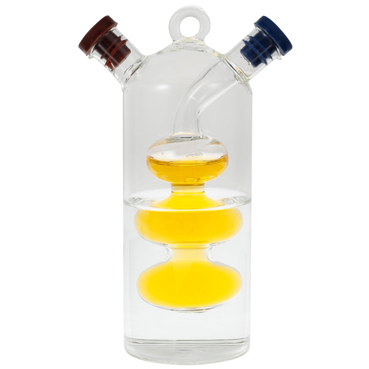 Hevirgo Stainless Steel Oil Bottle, 200ml Oil Bottle with Scale Multifunctional Glass Seasoning Storage Dispenser for Kitchen