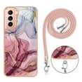 thumbnail image 6 of Mantto for Samsung Galaxy S21 Case, with Lanyard Adjustable Strap, Marble Pattern Soft TPU Bumper Hard PC Back Shockproof Protective Glossy Stylish Durable Phone Case for Women Girls,Rose-carmine, 6 of 7