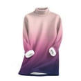 thumbnail image 5 of Women's Plus Size Mock Neck Pullover, Gradient Color Thermal Lined Sweatshirt, Soft Fleece Crewneck Long Sleeve Top, Comfortable Loungewear for Casual Winter Wear and Home Relaxation Purple1 XXL, 5 of 6