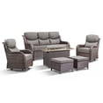 thumbnail image 2 of Unnifurnzi 6 Pieces Outdoor Furniture with Fire Pit-All Weather Wicker Outdoor Swivel Chair Outdoor Couch with Outdoor Ottoman Outdoor Patio Furniture for Deck Porch Poolside-Brown/Gray, 2 of 7