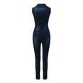 thumbnail image 6 of Youmylove Summer Women's Rompers Fashion Button Down Slim Fit Denim Playsuit Lapel Full Length Jeans Rompers Jumpsuit Casual Stylish Trendy Dailywear, 6 of 8