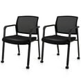 thumbnail image 1 of Costway Ensemble de 2 Chaises de Conférence Empilables Chaise en Maille pour Bureau Invités Salle d'Attente Roues, 1 of 10