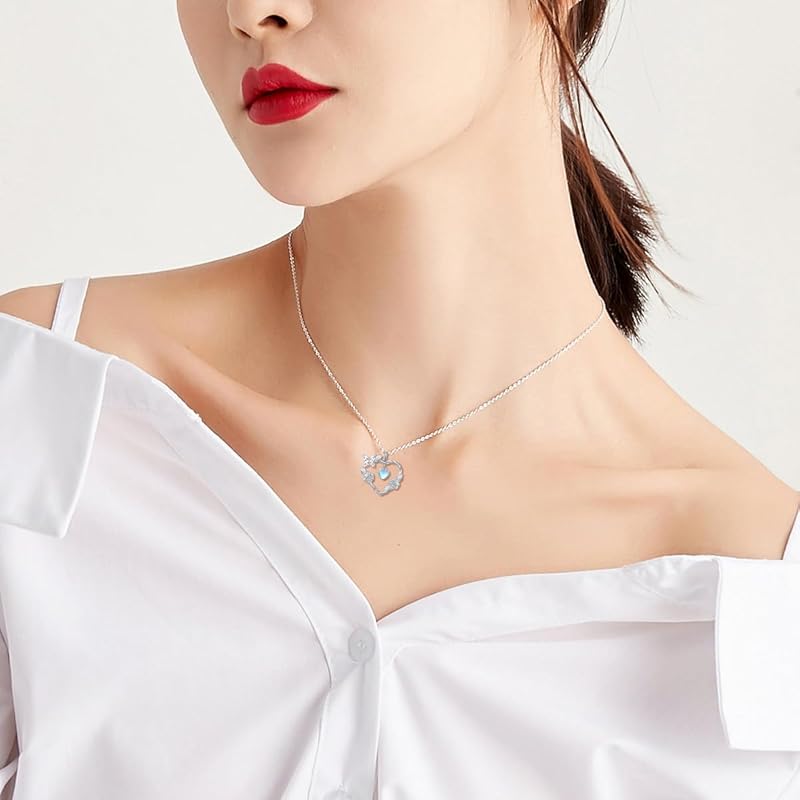 SISGEM Natural Moonstone Butterfly Pendant Necklace for Women 925 Sterling Silver Moonstone Gemstone Jewelry for Her