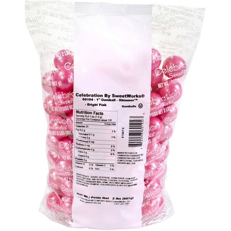 - Celebration by SweetWorks Bright Pink Shimmer Gumballs, 2 lbs
